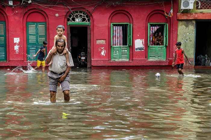 Effects of climate change in India-flooded streets
